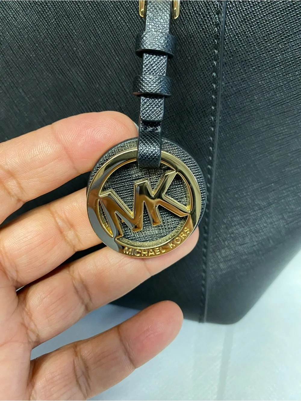 Michael Kors Black Saffiano Leather Tote with Gold Hardware